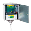 Safety box with P 4600 electric fence energizer + 80 watt solar module + 100 Ah super fleece battery