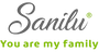 Logo der Marke Sanilu mit dem Schriftzug 'Sanilu' in Graustufen und dem grünen Untertitel 'You are my family'